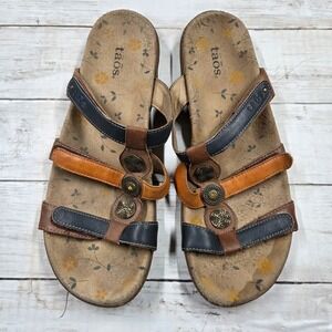 Taos Prize 2 Sandals Womens 11 Multi Color Leather Medallion Slide PZ2-13007C